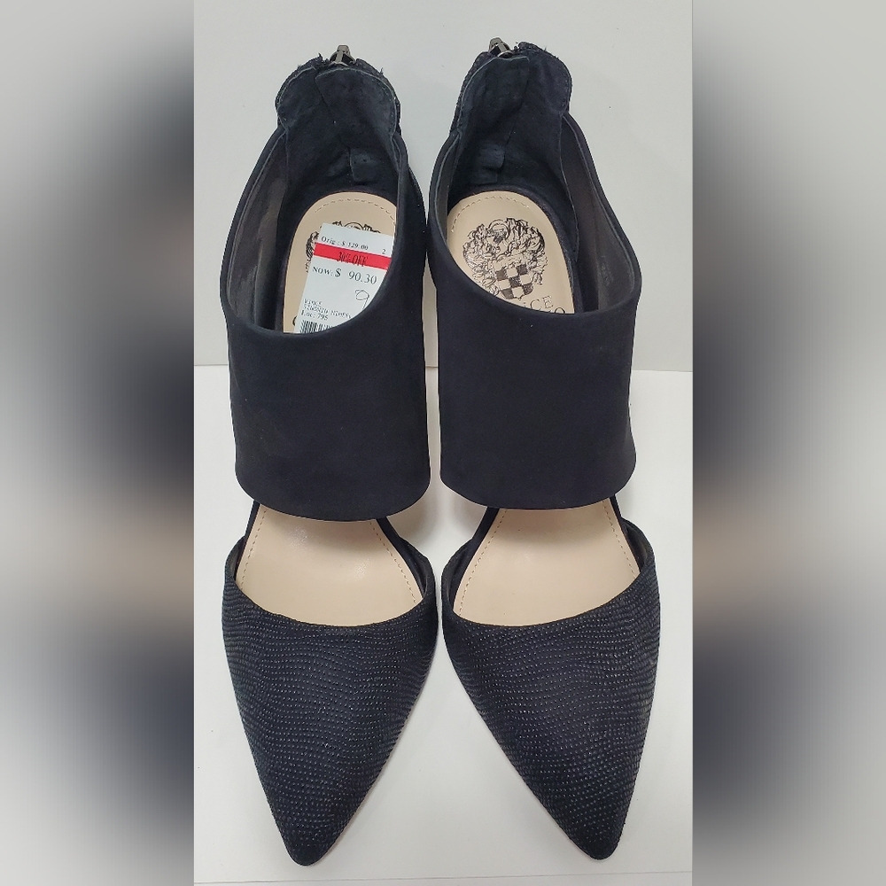 Vince Camuto Black Heels Nubuck Textured